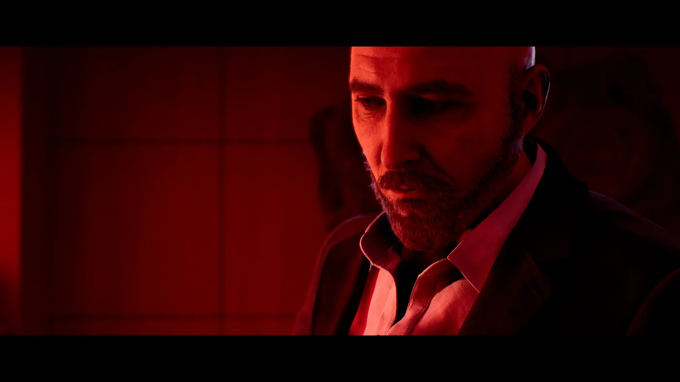 SILENT HILL: Townfall shows Richard in a suit under red light.