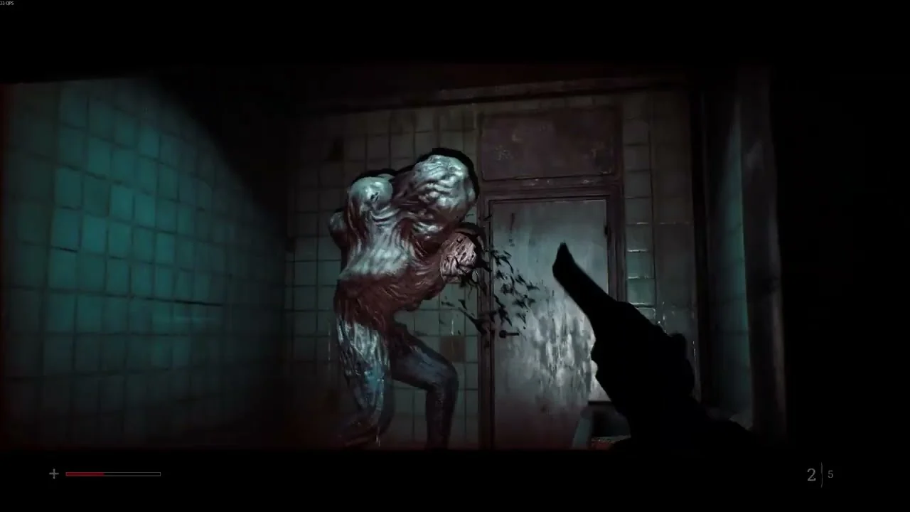 SILENT HILL: Townfall shows The Weight framed in a tiled Medical Center room.