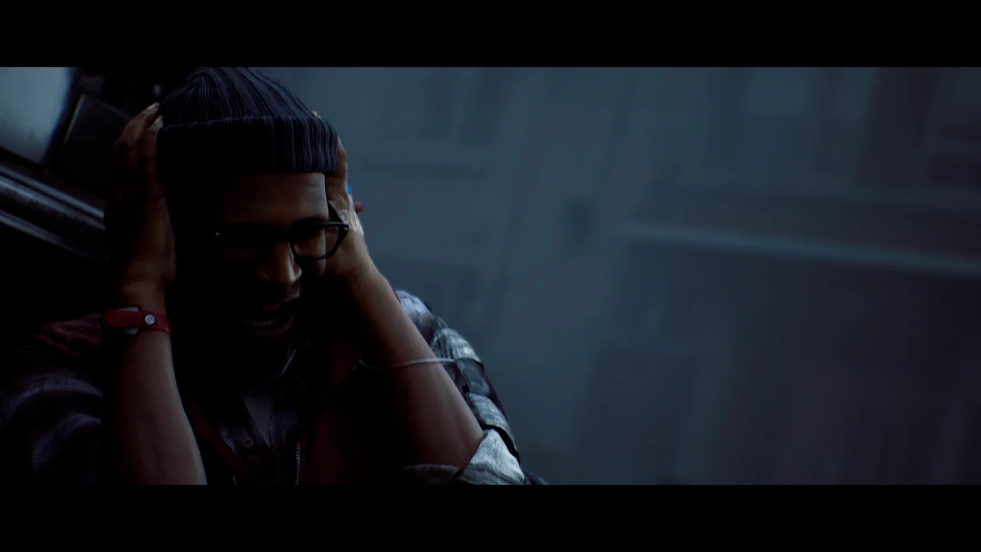 SILENT HILL: Townfall shows Simon holding a telephone receiver in a dark interior.