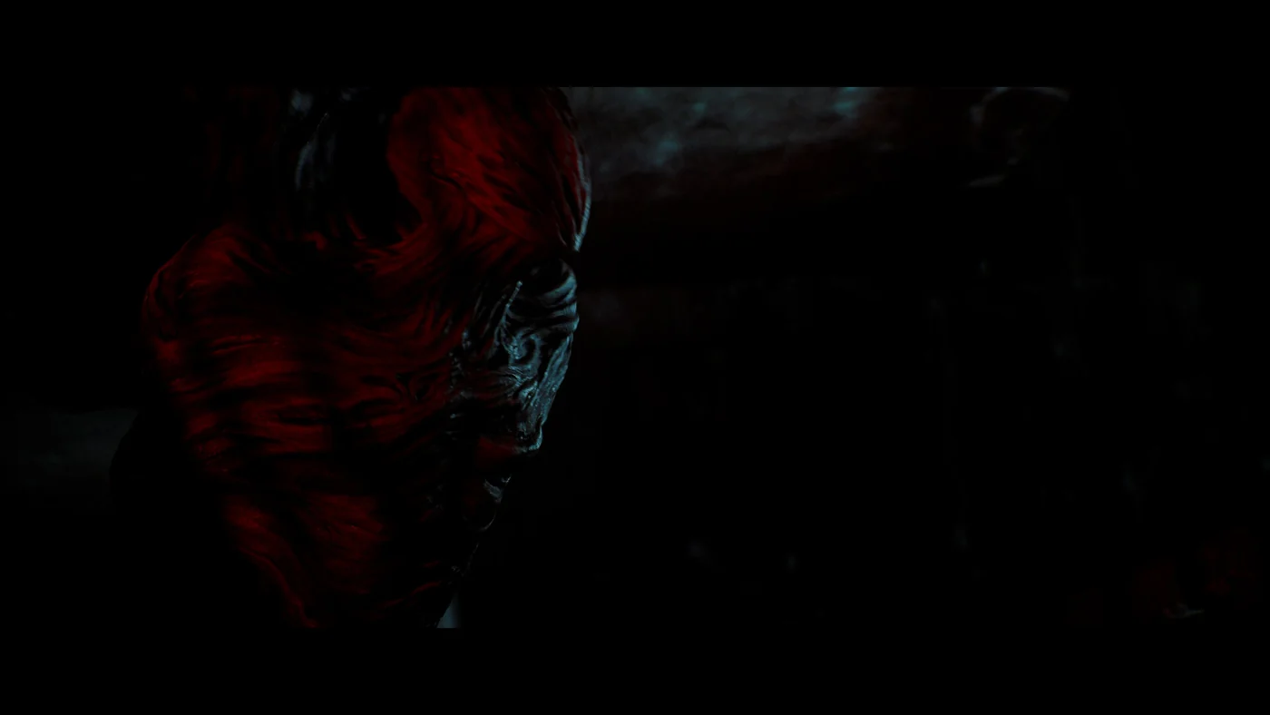 SILENT HILL: Townfall shows a contorted creature with long limbs in a dark room.